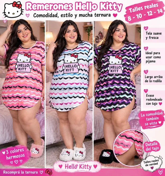 Remeron Largo Kitty Talles Reales 8, 10, 12 y 14