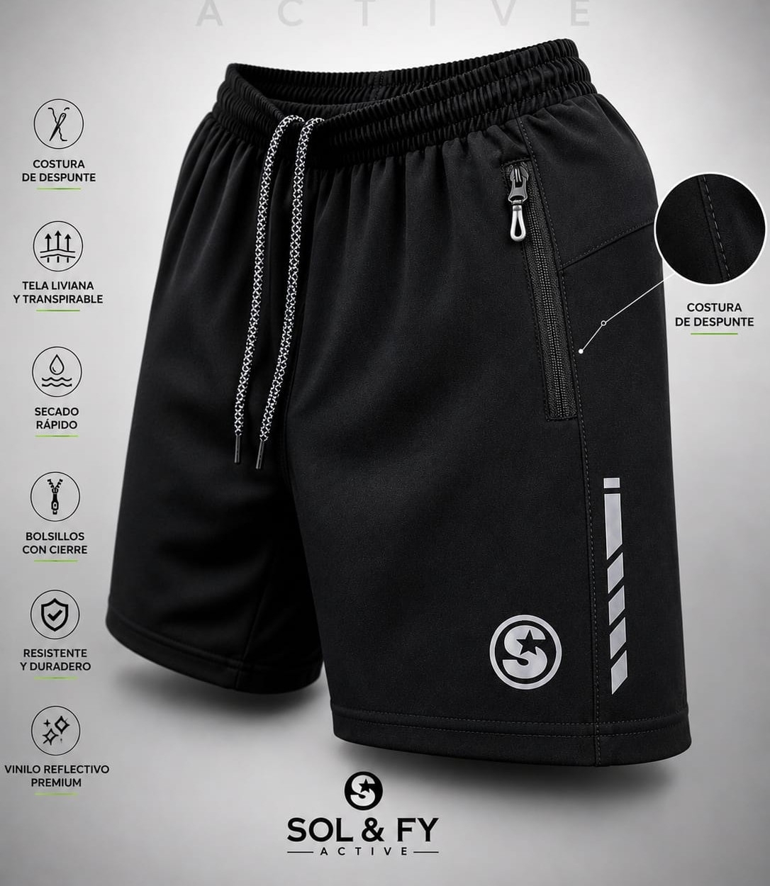 Shorts de Microfibra con Spandex Calidad Premium para Hombre - Imagen 2