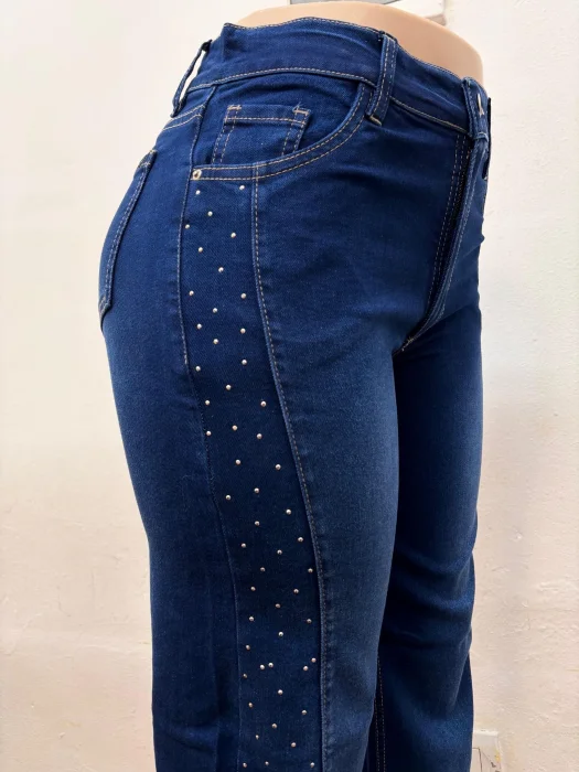 Wide Leg con Recorte y Brillos