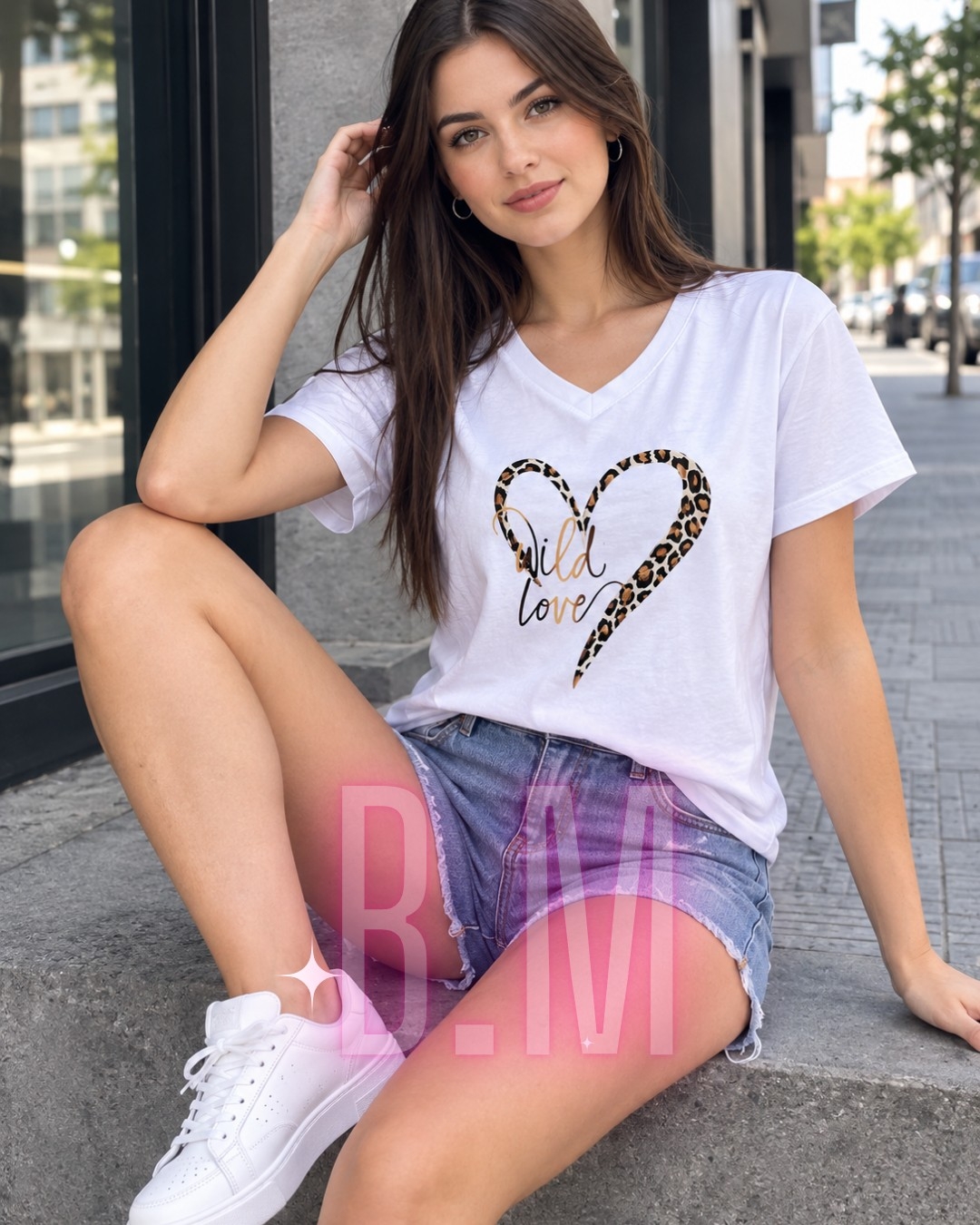 Remera Cuello V de Jersey Peinado - Imagen 1