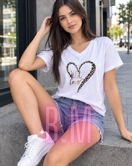 Remera Cuello V de Jersey Peinado