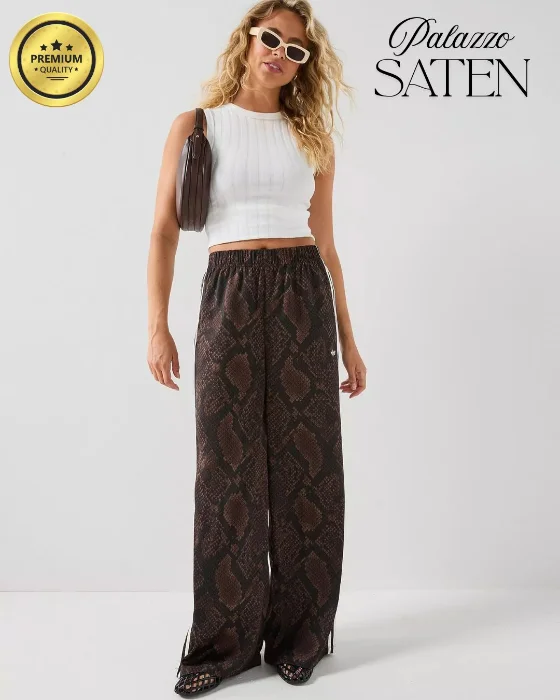 Palazzo Adi Lycra Saten Premium - Choco Snake