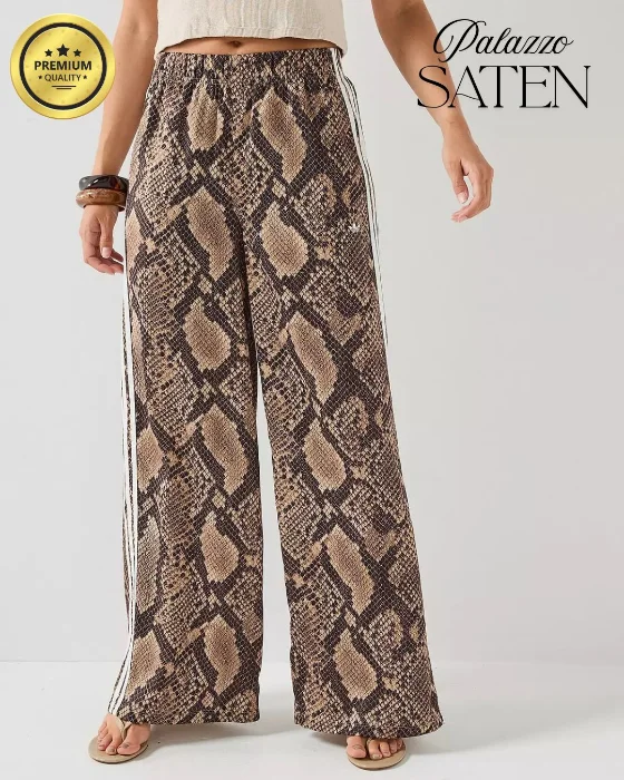 Palazzo Adi Lycra Saten Premium - Beige Snake