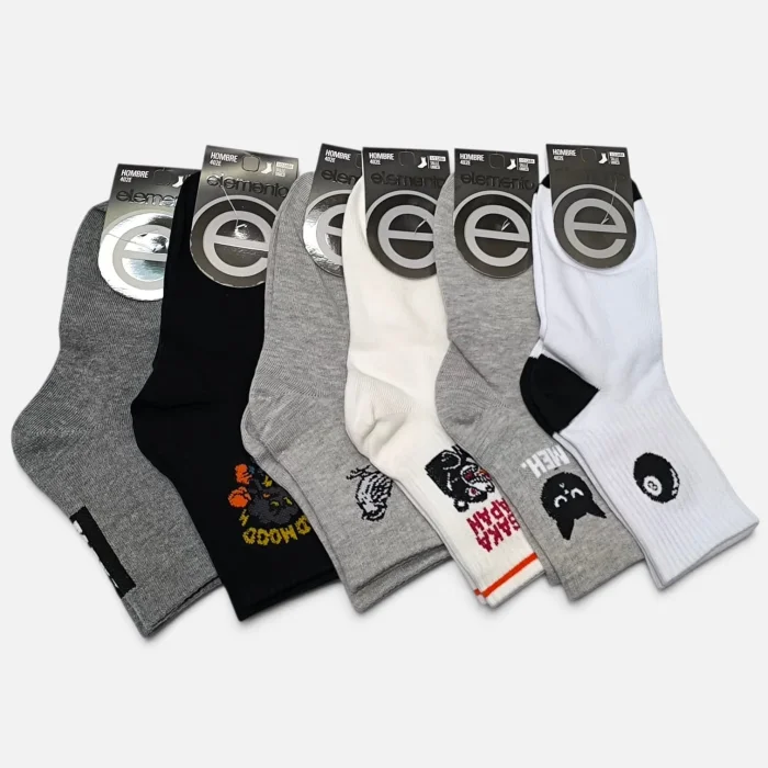 Pack X12 Medias Elemento 1/3 Caña Estampadas Hombre Art.402e