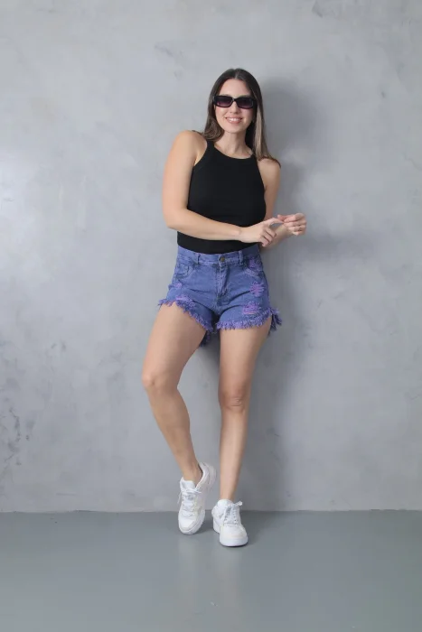 Short Lila con Rotura Deflecado