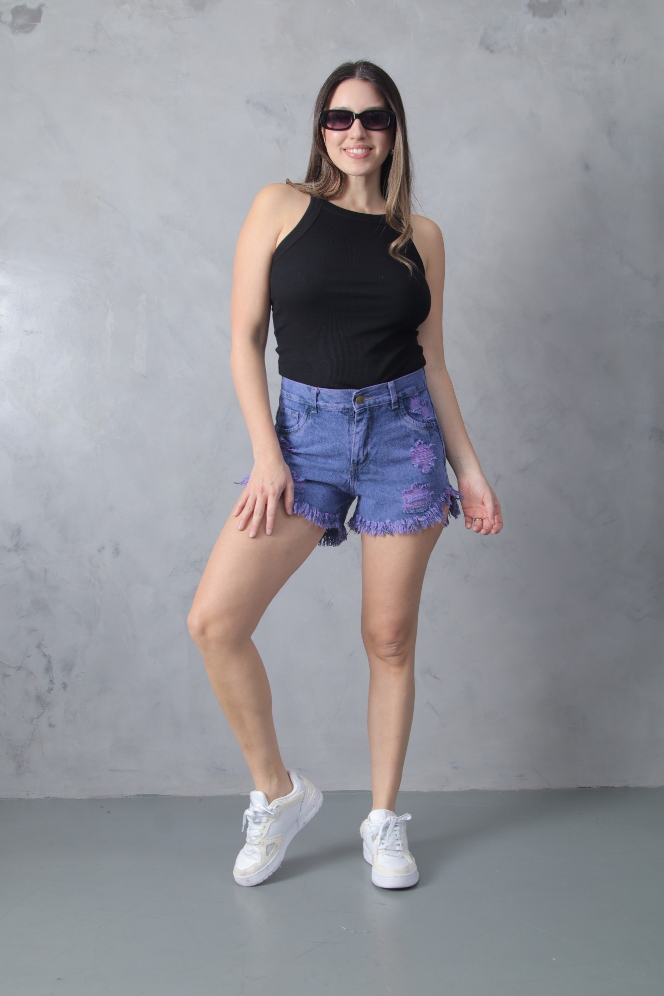 Short Lila con Rotura Deflecado - Imagen 6
