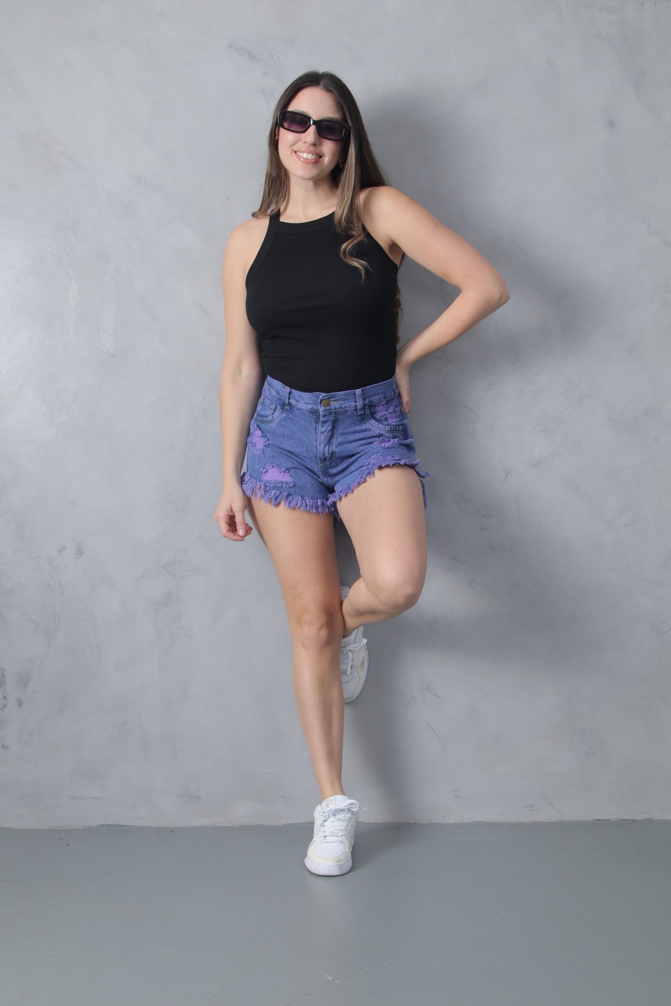Short Lila con Rotura Deflecado - Imagen 4