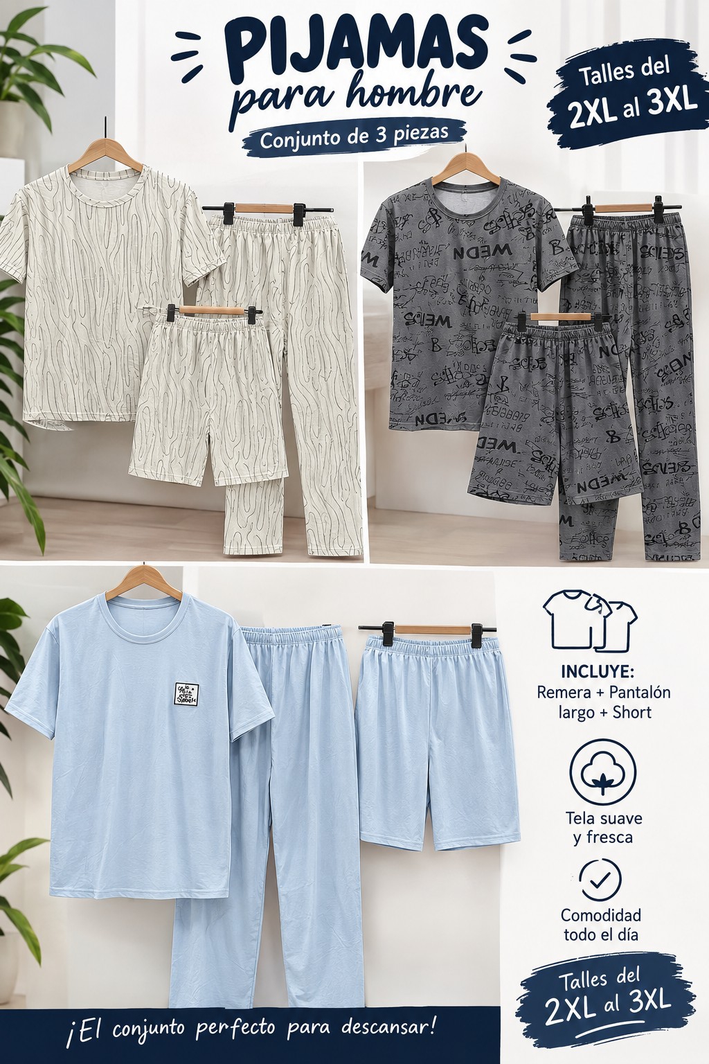 Conjunto Pijama 3 Piezas Hombre - Imagen 2