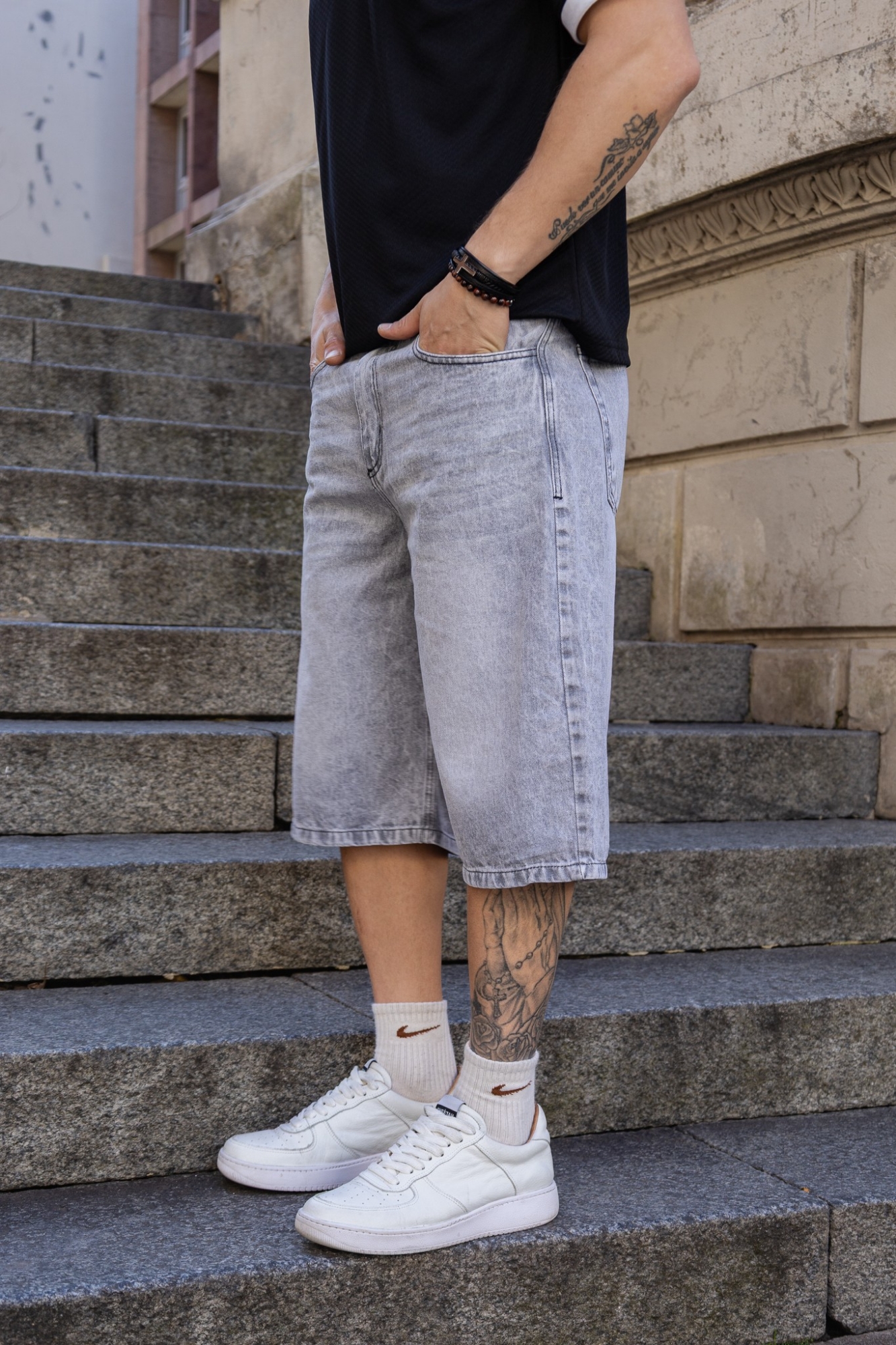 Bermuda Baggy Gris Claro - Imagen 2