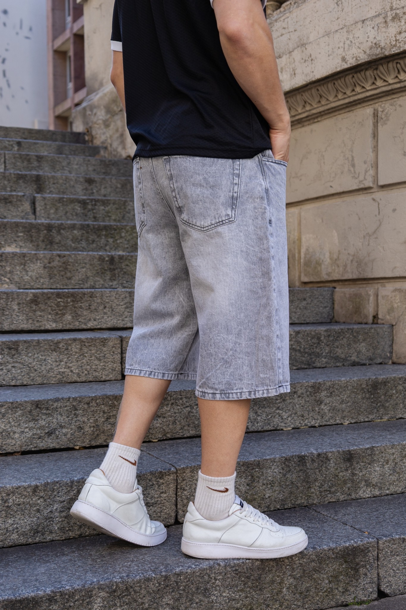 Bermuda Baggy Gris Claro - Imagen 3