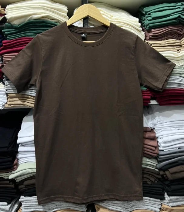 Remeras Básicas Algodón Peinado Marrón Oscuro