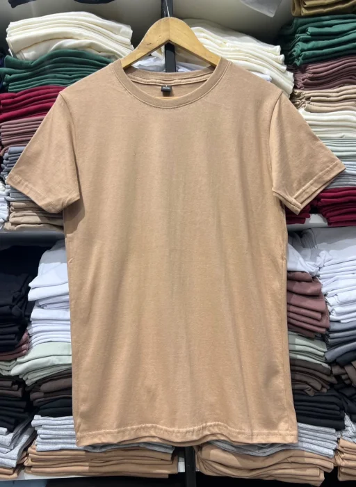 Remeras Básicas Algodón Peinado Beige o Camel