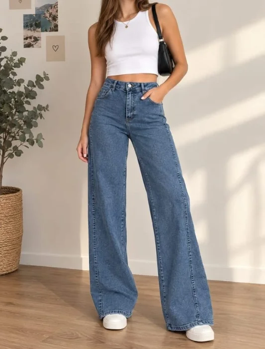 Wide Leg con Recorte