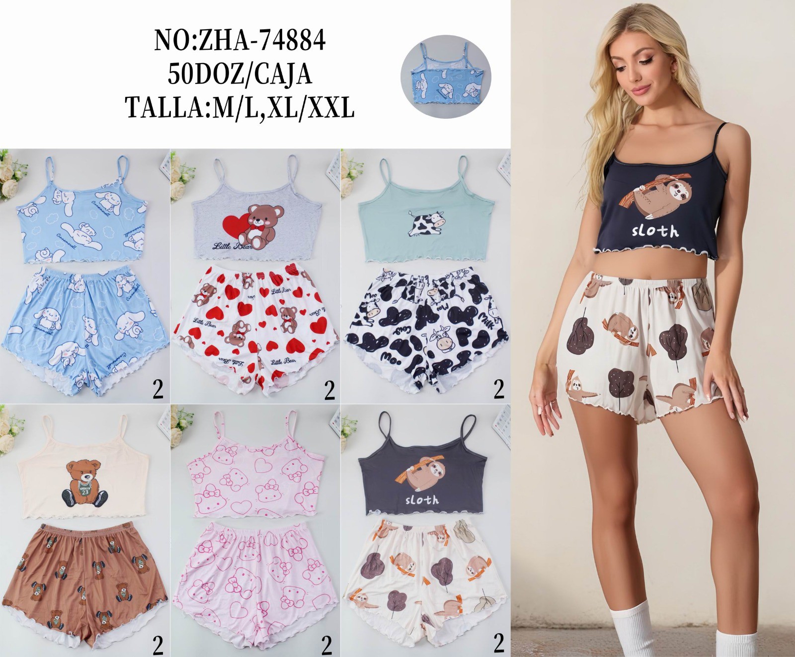 Pijamas Dos Piezas Importados por Docena. Talle Surtidos - Imagen 3