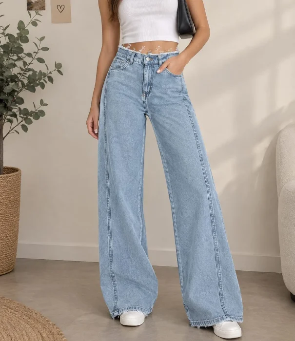 Wide Leg Cintura Desflecado