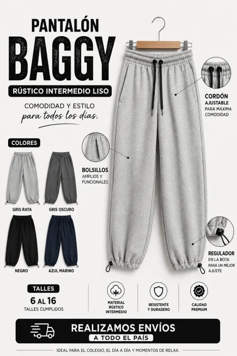 Rústico Baggy Liso de Niños