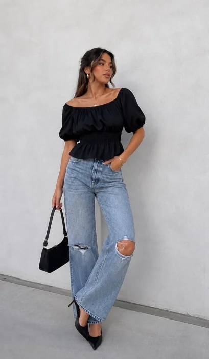 Blusa Frunce Manga Corta