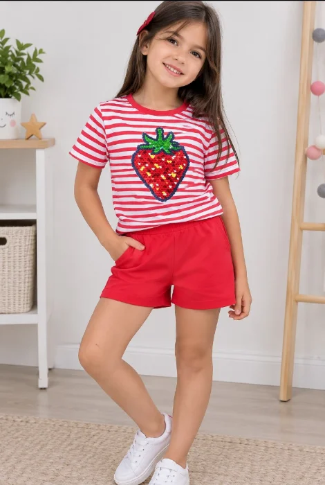 Conjunto Remera Short Nena Niña Importado