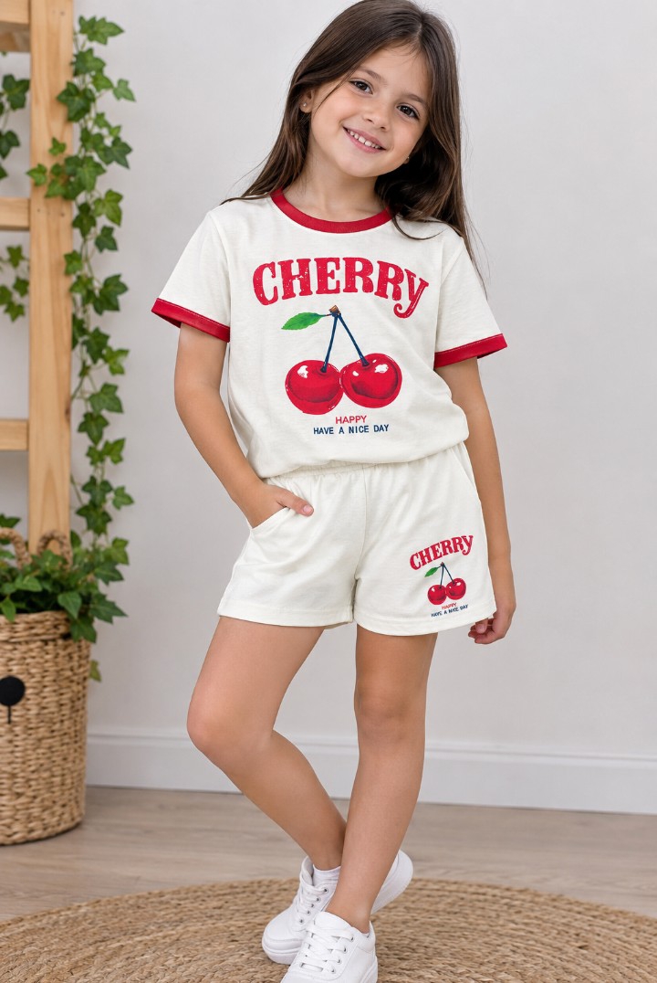 Conjunto Remera Short Nena Niña Importado - Imagen 2