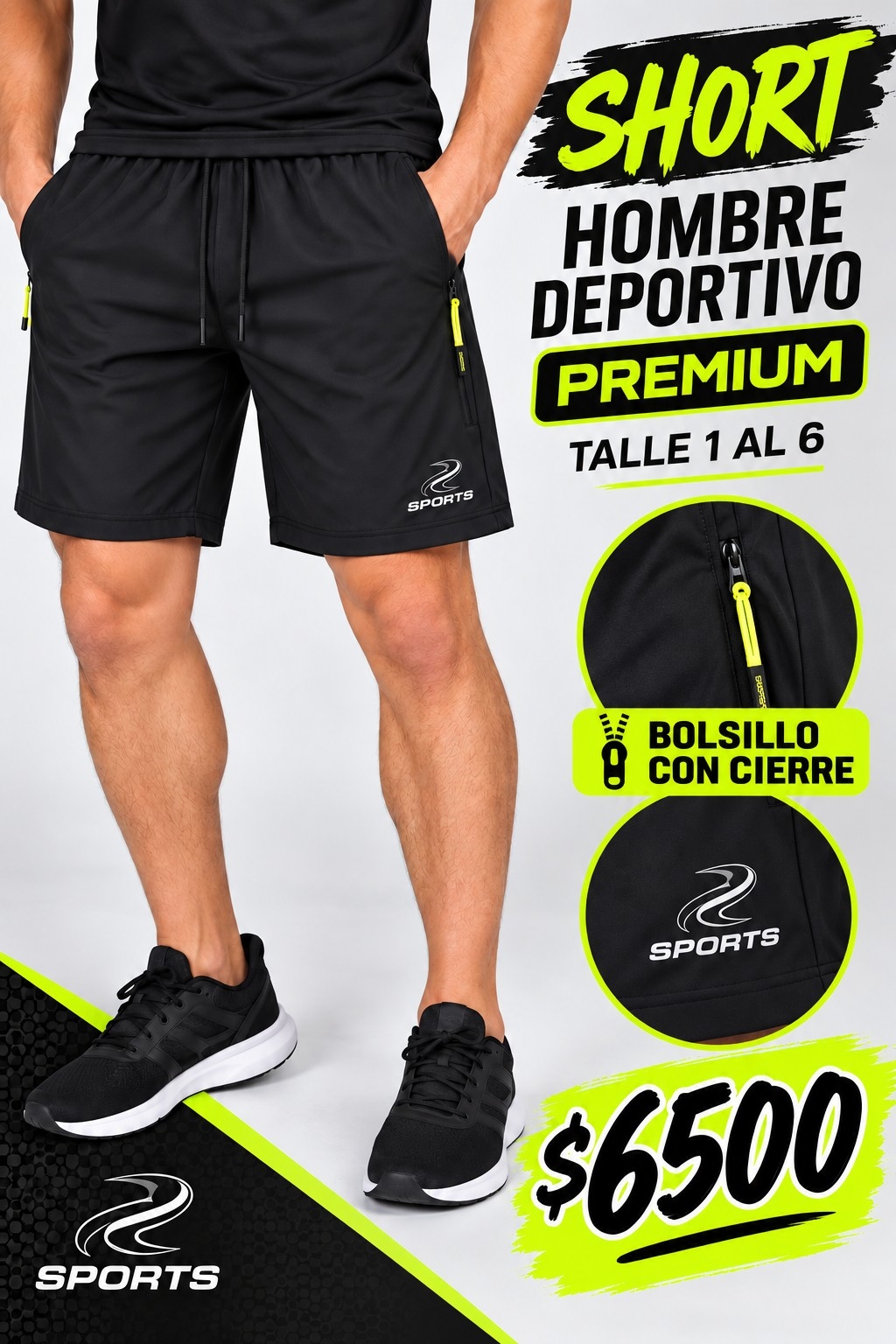 Short Deportivo Hombre Premium Bolsillo con Cierre - Imagen 2