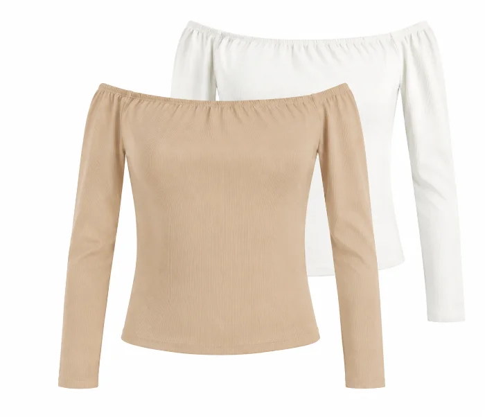 Pack X2 Remera Morley sin Hombros Strapless Elastizada