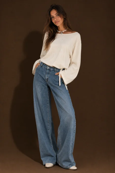 Camisola Mujer Lino Cuello Bote Ajustable Espalda en V