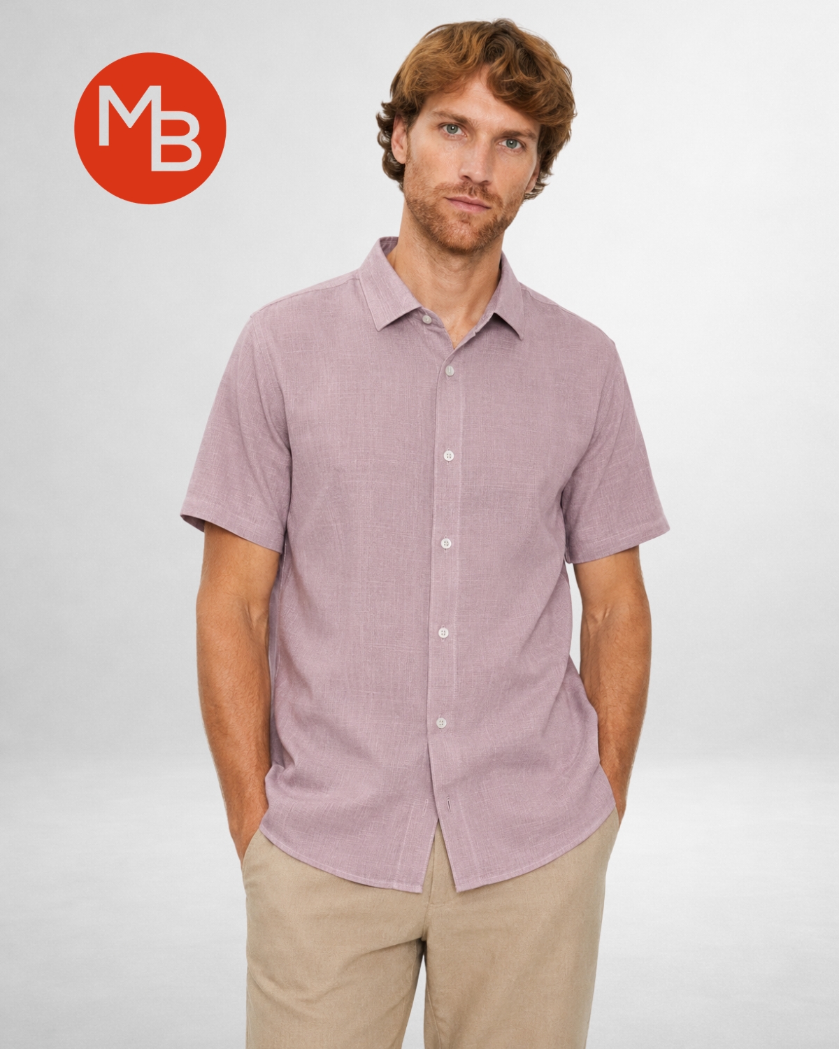 Camisa de Lino Manga Corta Cuello Italiano - 2.jpg