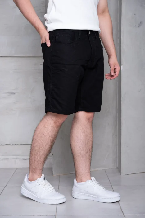 Bermudas Gabardina Hombre Negro y Blanco