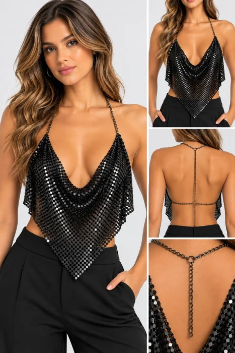 Top Aluminio  con Cadenas Cuello y Espalda