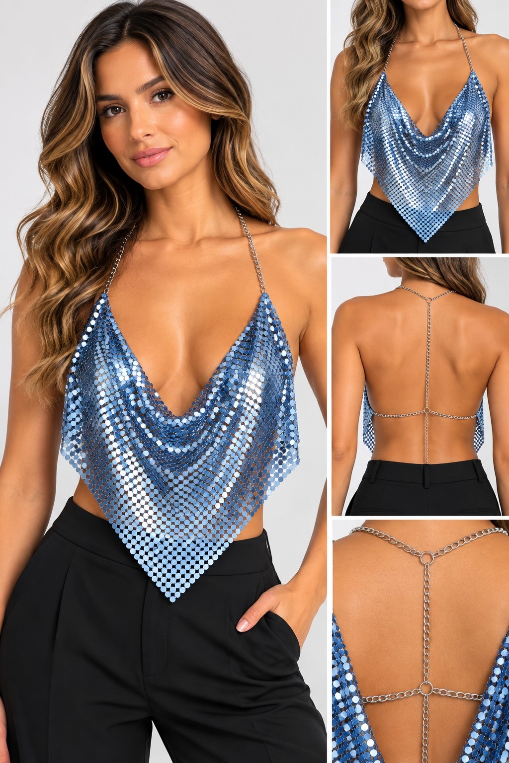 Top Aluminio  con Cadenas Cuello y Espalda - Imagen 3