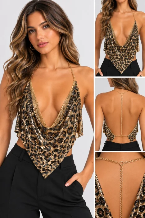 Top  Aluminio Animal Print