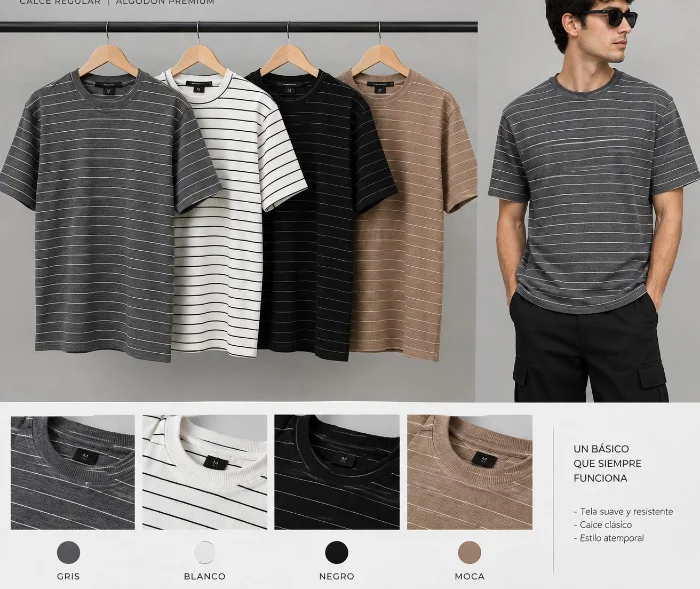 Remera Clasicowafle Rayado