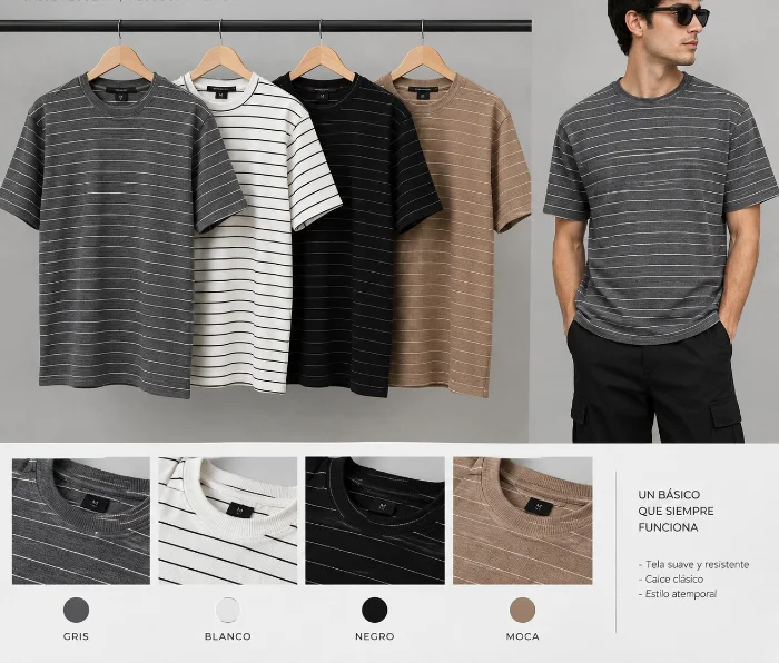 Remera Clasica Wafle Rayado