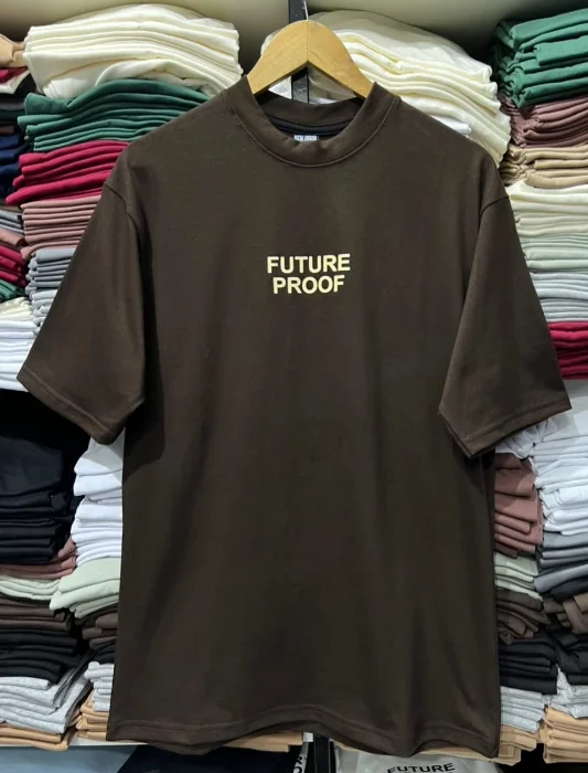 Remera Oversize Algodón Peinado Pesado 15/1 Marrón Oscuro