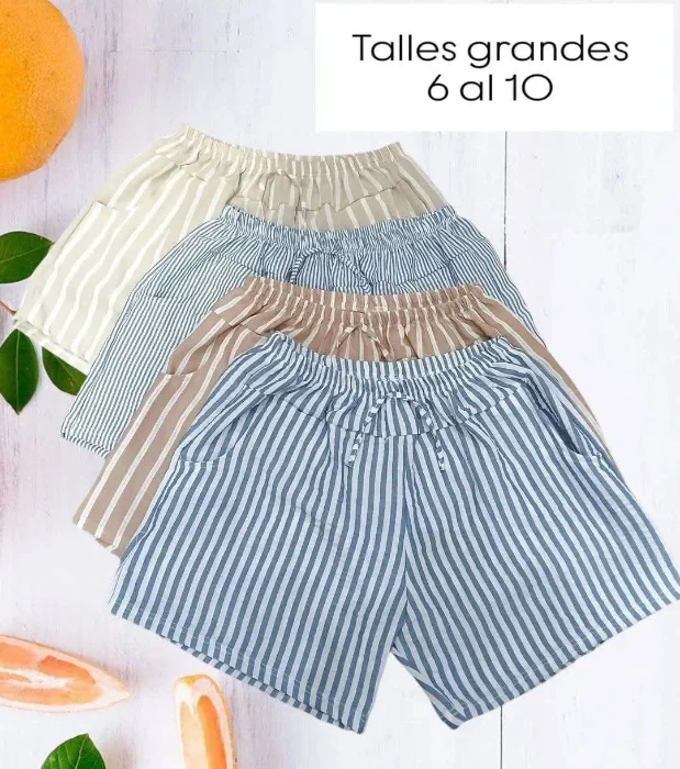 Shorts Lino Polina Talles Grandes con Bolsillos