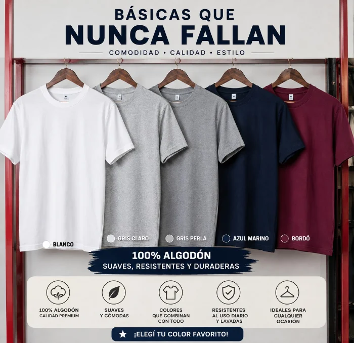 Remeras Lisas de Algodón