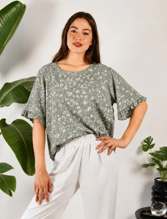 Blusa Lino Estampado Spandex