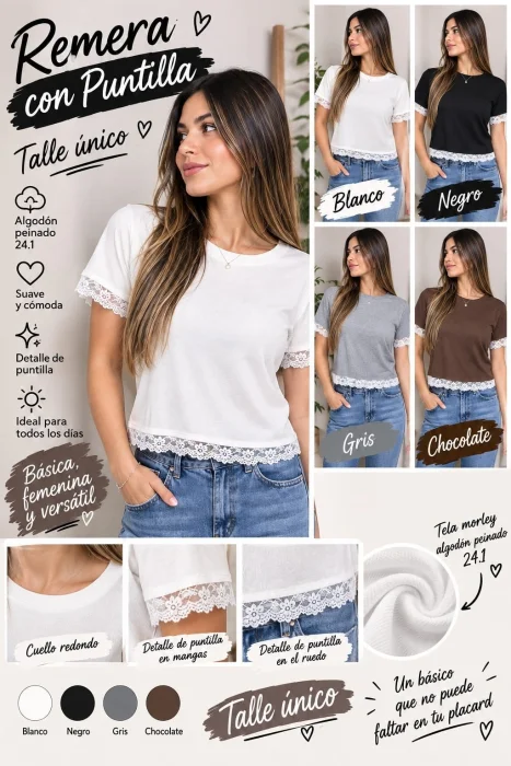 Remera con Puntilla