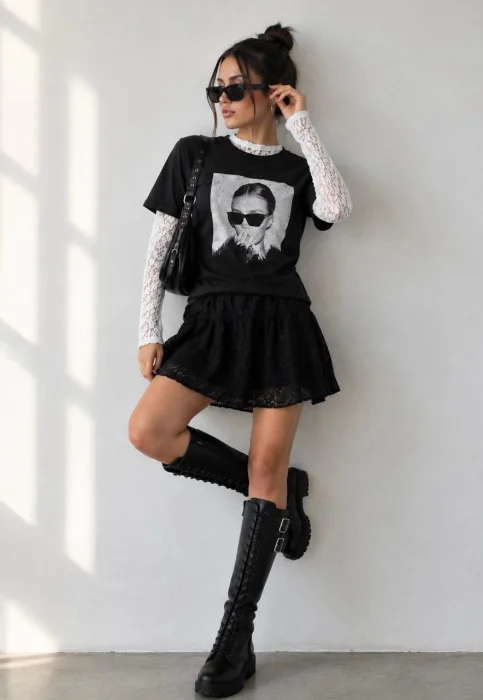 Remera Sepia + Camiseta Encaje