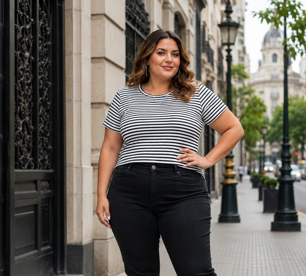Remeras Estampadas Rayadas Talle Especial - Imagen 2