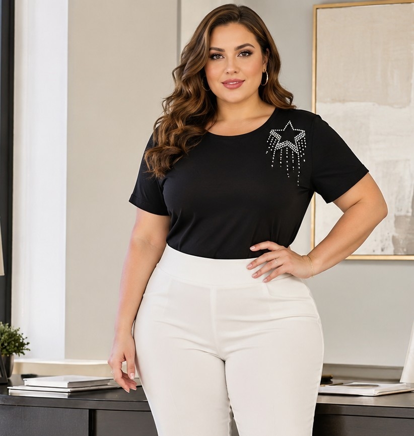 Remeras con Strass de Modal Soft Talle Especial - Imagen 4