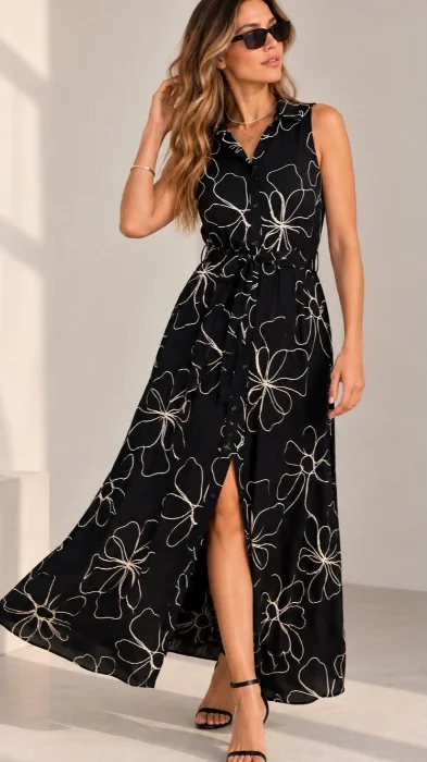 Vestido Camisero sin Mangas Importado