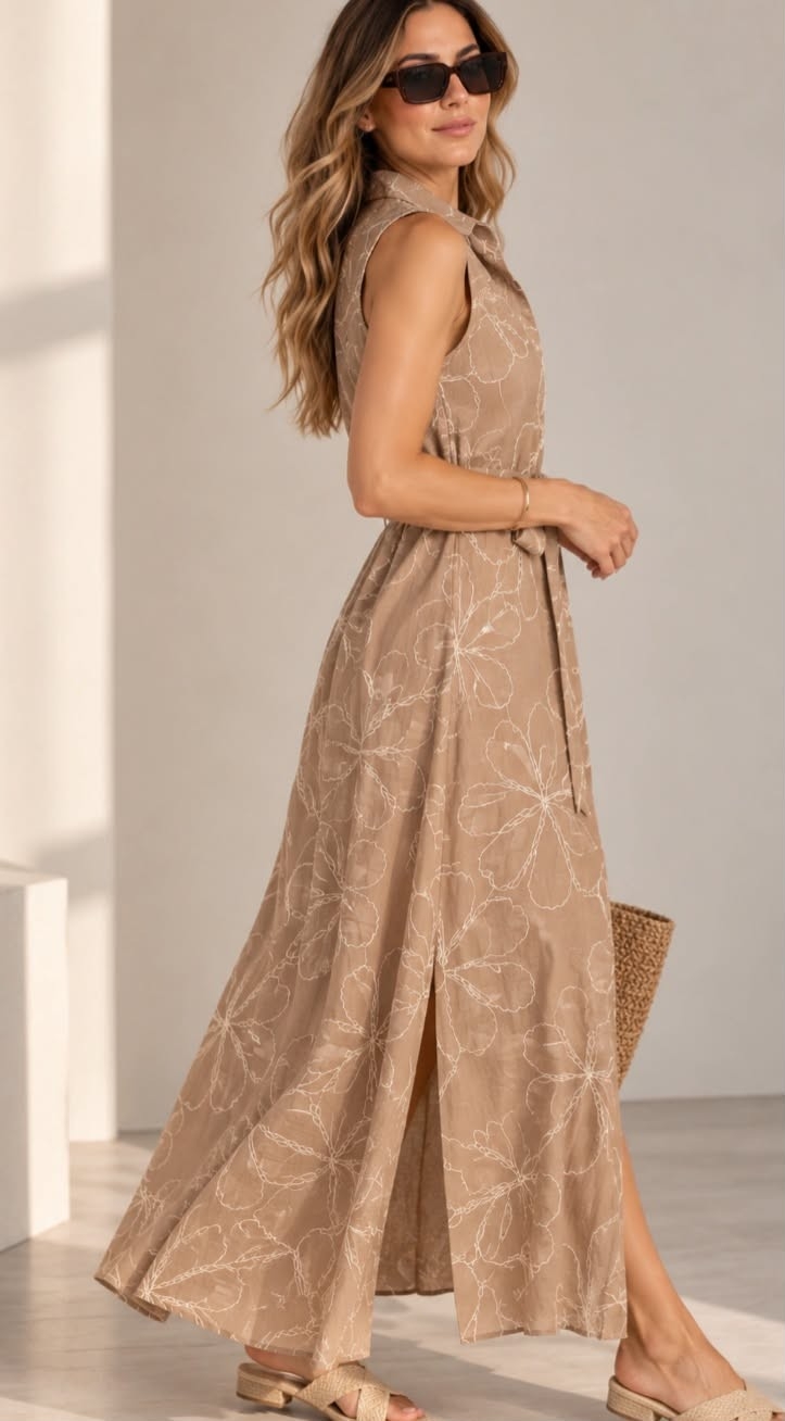 Vestido Camisero sin Mangas Importado - Imagen 3