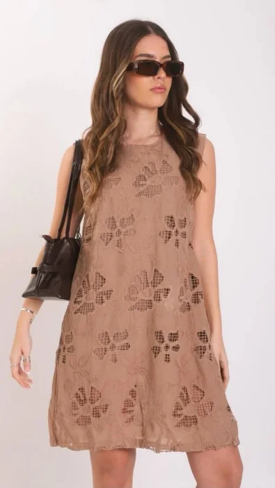 Vestido Calado Flor Importado