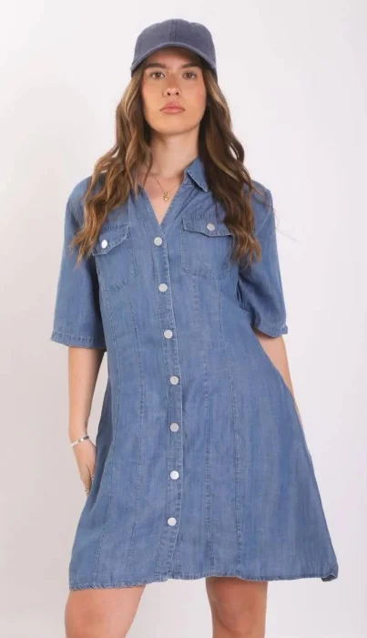 Vestido Jean Manga Corta Importado