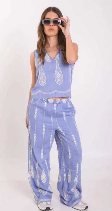 Conjunto Lino Bordado Importado