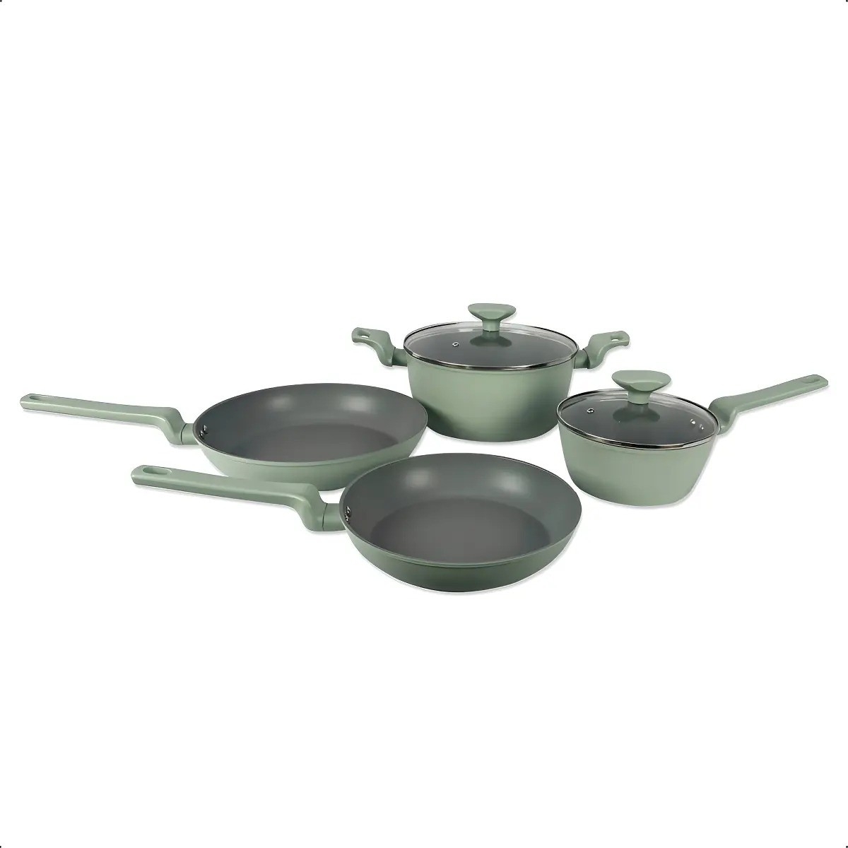 Set Batería Cocina K&k Antiadherente Aluminio 6 Piezas Verde Gris - Imagen 2