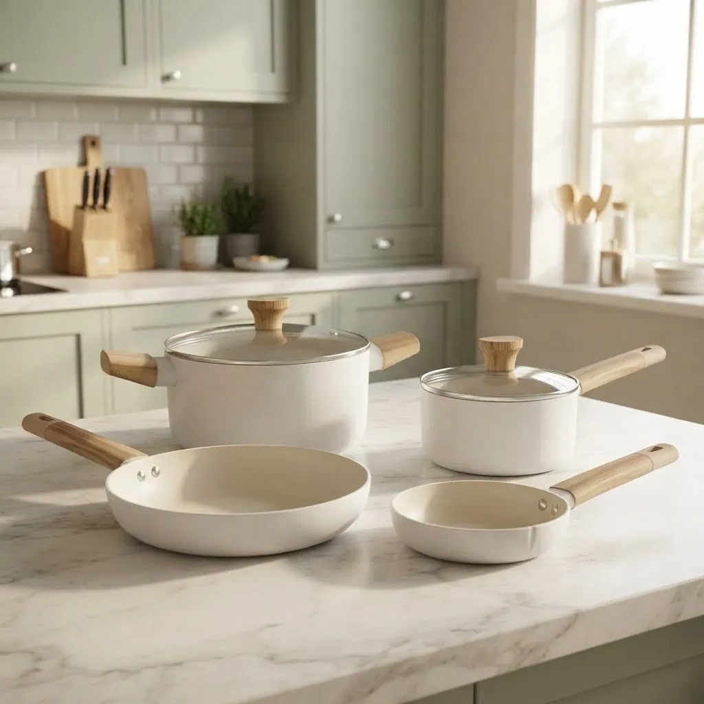 Bateria de Cocina Antihaderente 6 Pzas Mango Madera Nex Cook - Imagen 2