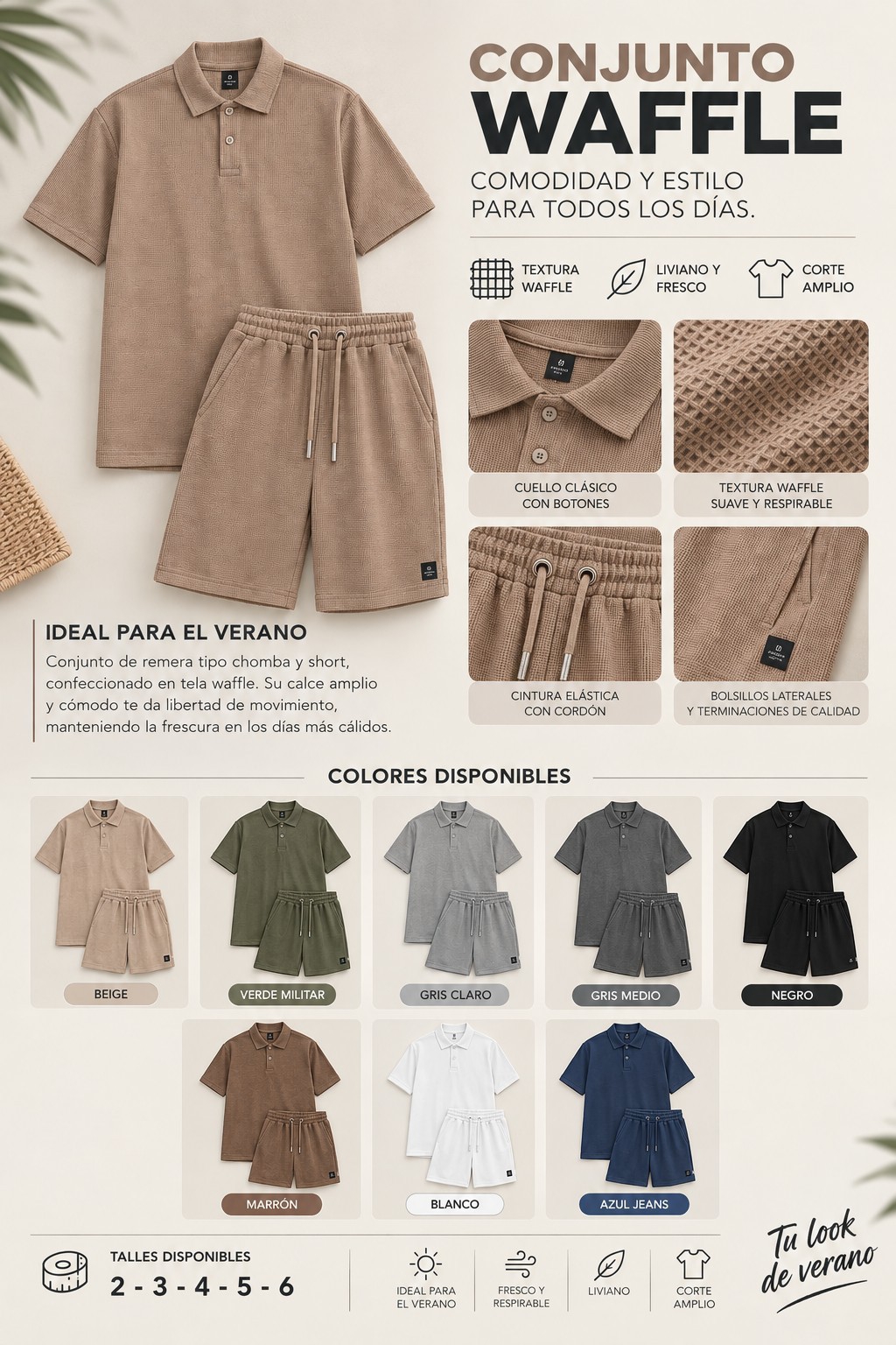 Conjunto Wafle (chomba + Shorts) - Imagen 2
