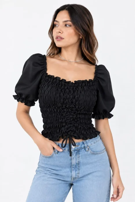 Blusa Frunce Manga Corta